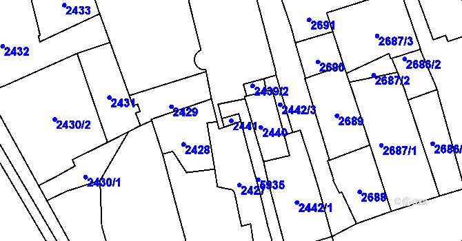 Parcela st. 2441 v KÚ Jihlava, Katastrální mapa