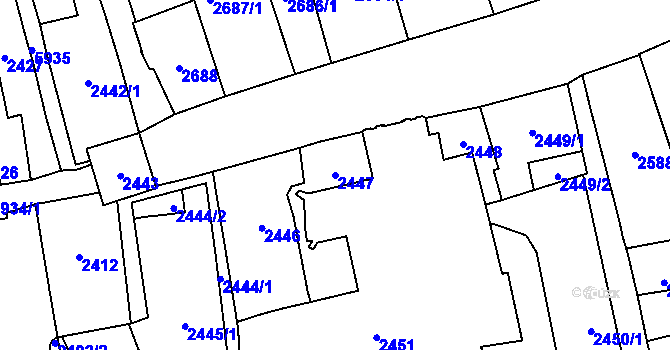Parcela st. 2447 v KÚ Jihlava, Katastrální mapa