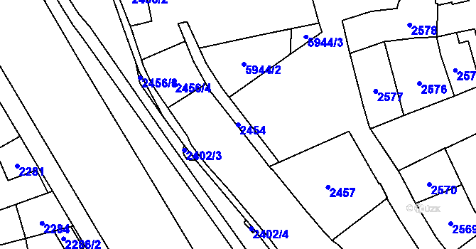 Parcela st. 2454 v KÚ Jihlava, Katastrální mapa