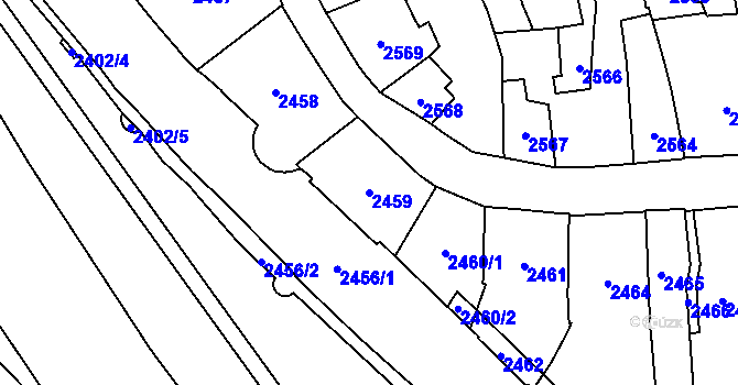 Parcela st. 2459 v KÚ Jihlava, Katastrální mapa