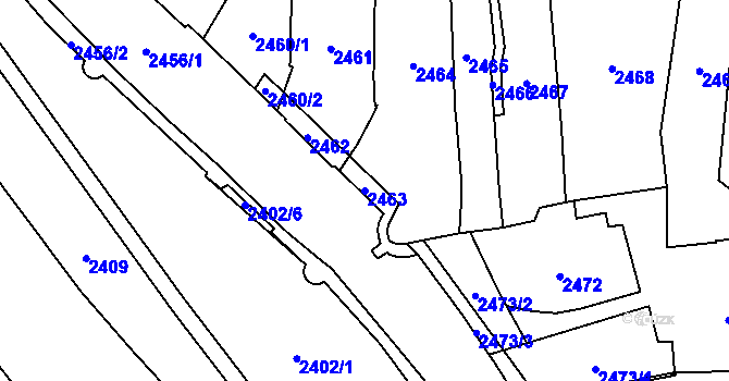 Parcela st. 2463 v KÚ Jihlava, Katastrální mapa