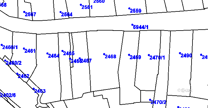 Parcela st. 2468 v KÚ Jihlava, Katastrální mapa