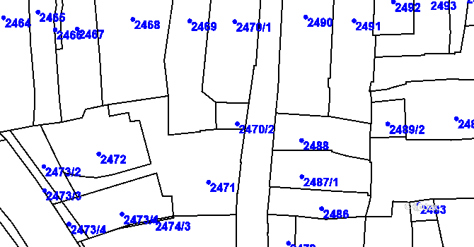 Parcela st. 2470/2 v KÚ Jihlava, Katastrální mapa