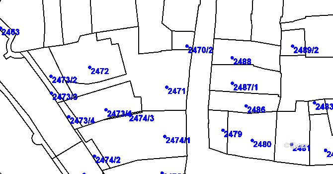 Parcela st. 2471 v KÚ Jihlava, Katastrální mapa
