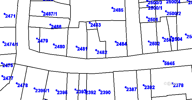Parcela st. 2482 v KÚ Jihlava, Katastrální mapa
