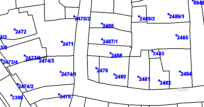 Parcela st. 2486 v KÚ Jihlava, Katastrální mapa
