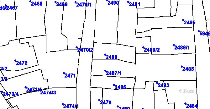 Parcela st. 2488 v KÚ Jihlava, Katastrální mapa
