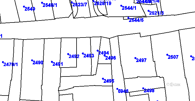 Parcela st. 2494 v KÚ Jihlava, Katastrální mapa