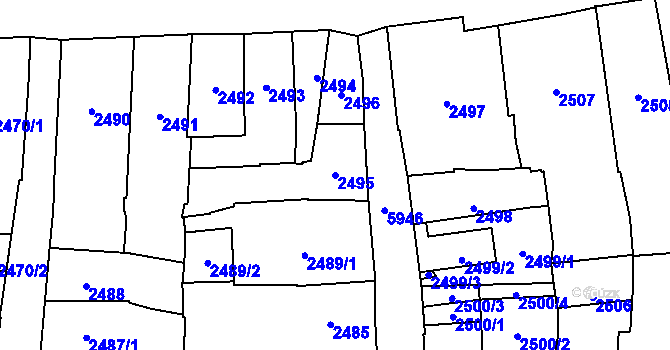 Parcela st. 2495 v KÚ Jihlava, Katastrální mapa
