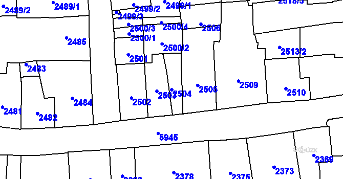 Parcela st. 2504 v KÚ Jihlava, Katastrální mapa