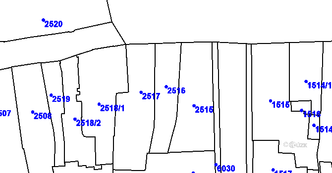 Parcela st. 2516 v KÚ Jihlava, Katastrální mapa
