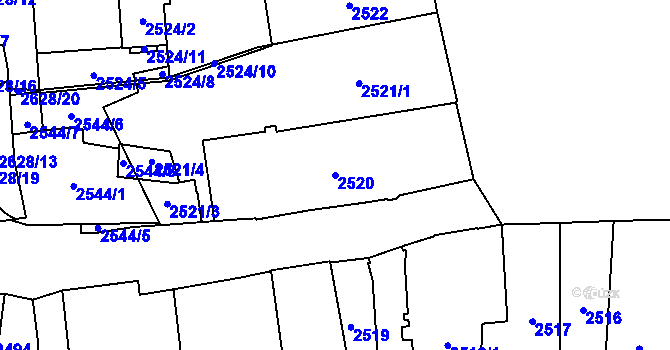 Parcela st. 2520 v KÚ Jihlava, Katastrální mapa