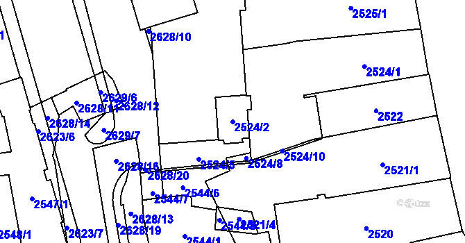 Parcela st. 2524/2 v KÚ Jihlava, Katastrální mapa