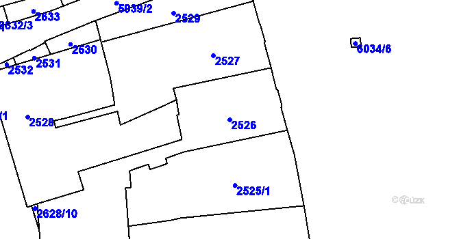 Parcela st. 2526 v KÚ Jihlava, Katastrální mapa