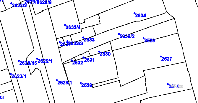 Parcela st. 2530 v KÚ Jihlava, Katastrální mapa