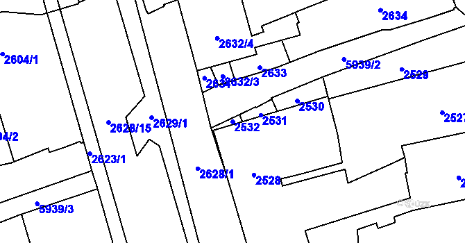 Parcela st. 2532 v KÚ Jihlava, Katastrální mapa