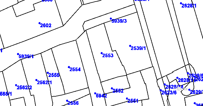 Parcela st. 2553 v KÚ Jihlava, Katastrální mapa