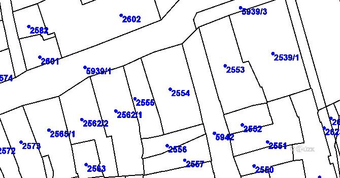 Parcela st. 2554 v KÚ Jihlava, Katastrální mapa