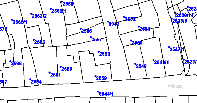 Parcela st. 2558 v KÚ Jihlava, Katastrální mapa