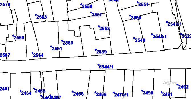 Parcela st. 2559 v KÚ Jihlava, Katastrální mapa