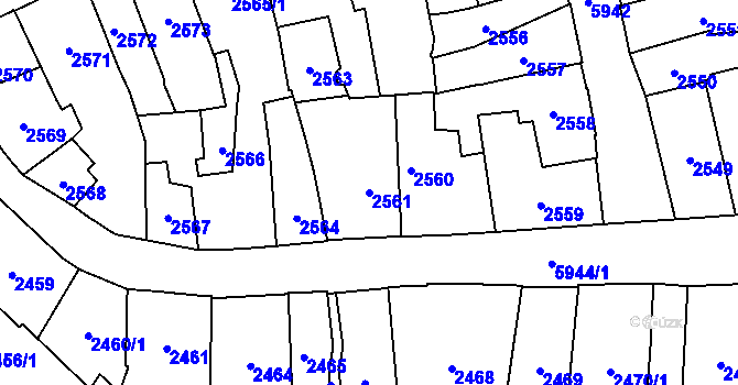 Parcela st. 2561 v KÚ Jihlava, Katastrální mapa