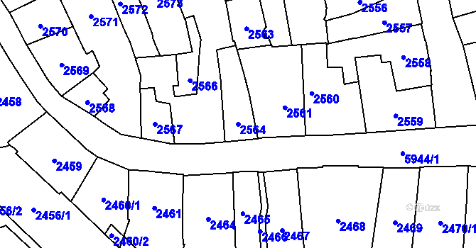Parcela st. 2564 v KÚ Jihlava, Katastrální mapa