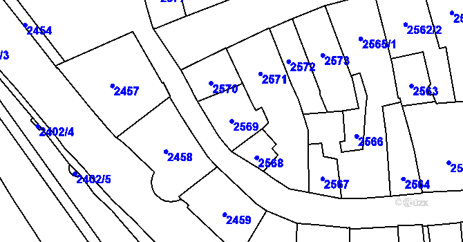 Parcela st. 2569 v KÚ Jihlava, Katastrální mapa