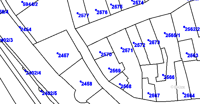 Parcela st. 2570 v KÚ Jihlava, Katastrální mapa