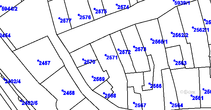 Parcela st. 2571 v KÚ Jihlava, Katastrální mapa