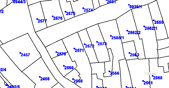 Parcela st. 2572 v KÚ Jihlava, Katastrální mapa