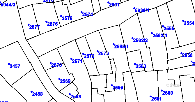Parcela st. 2573 v KÚ Jihlava, Katastrální mapa