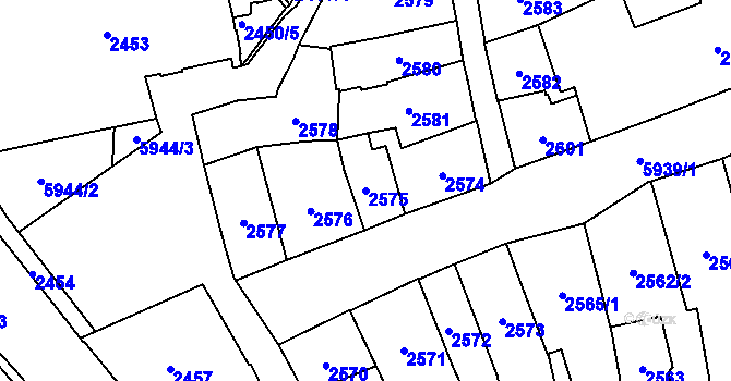 Parcela st. 2575 v KÚ Jihlava, Katastrální mapa