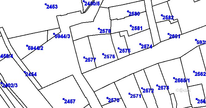 Parcela st. 2576 v KÚ Jihlava, Katastrální mapa