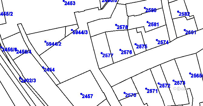 Parcela st. 2577 v KÚ Jihlava, Katastrální mapa