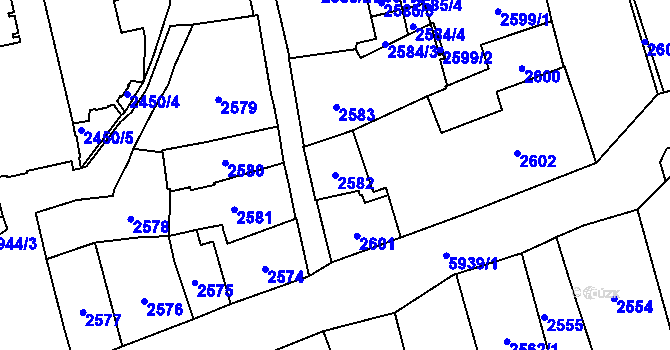 Parcela st. 2582 v KÚ Jihlava, Katastrální mapa