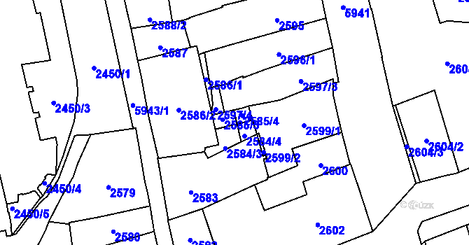 Parcela st. 2585 v KÚ Jihlava, Katastrální mapa