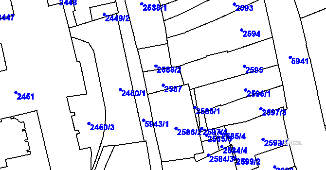 Parcela st. 2587 v KÚ Jihlava, Katastrální mapa