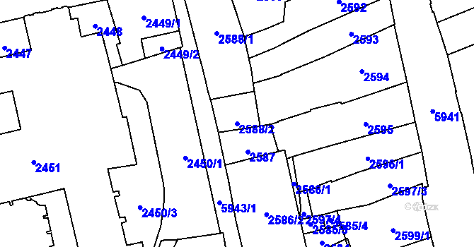 Parcela st. 2588/2 v KÚ Jihlava, Katastrální mapa