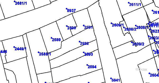 Parcela st. 2592 v KÚ Jihlava, Katastrální mapa