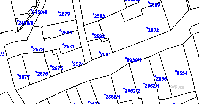 Parcela st. 2601 v KÚ Jihlava, Katastrální mapa