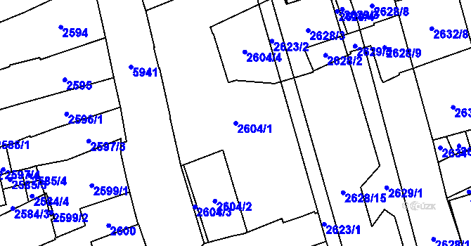 Parcela st. 2604/1 v KÚ Jihlava, Katastrální mapa