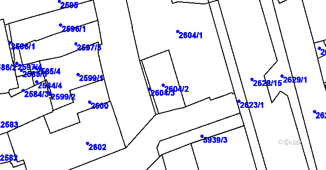 Parcela st. 2604/2 v KÚ Jihlava, Katastrální mapa
