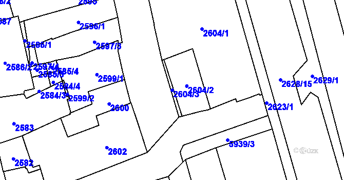 Parcela st. 2604/3 v KÚ Jihlava, Katastrální mapa