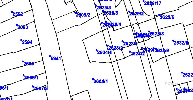 Parcela st. 2604/4 v KÚ Jihlava, Katastrální mapa