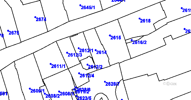 Parcela st. 2614 v KÚ Jihlava, Katastrální mapa