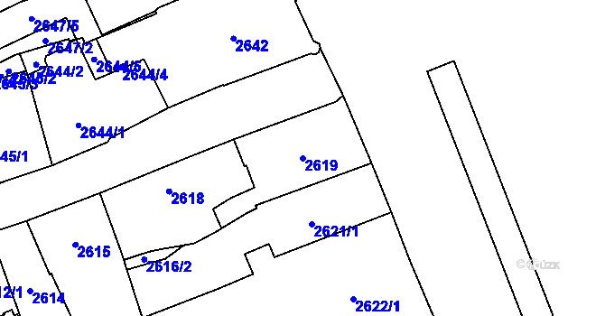 Parcela st. 2619 v KÚ Jihlava, Katastrální mapa