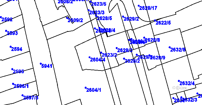 Parcela st. 2623/2 v KÚ Jihlava, Katastrální mapa