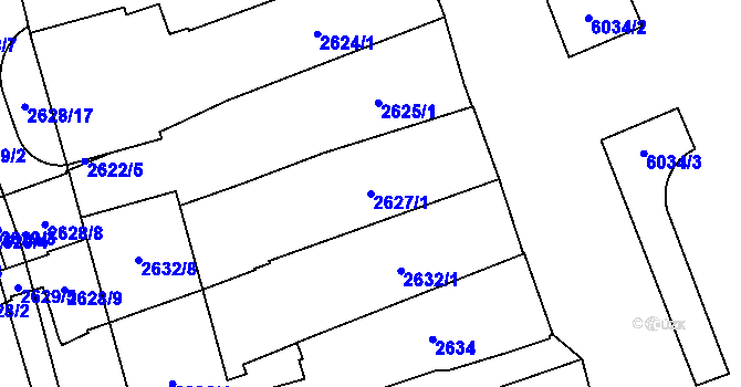 Parcela st. 2627/1 v KÚ Jihlava, Katastrální mapa