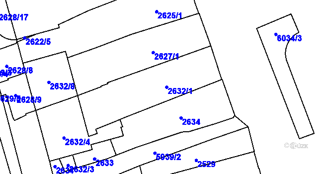 Parcela st. 2632/1 v KÚ Jihlava, Katastrální mapa
