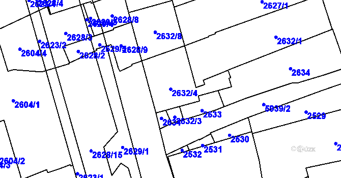 Parcela st. 2632/4 v KÚ Jihlava, Katastrální mapa